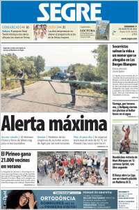 Portada de Segre  (Espagne)