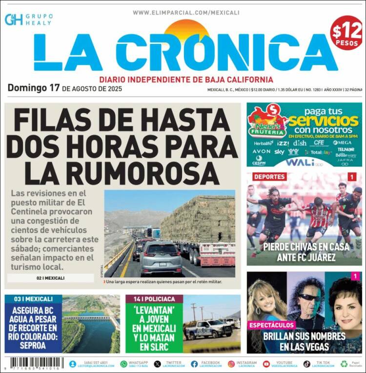 Portada de La Crónica de Baja California (México)