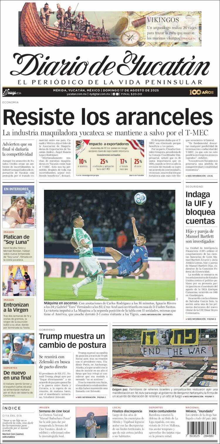 Portada de Diario de Yucatán (México)