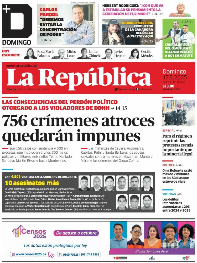 Portada de La Republica (Perú)