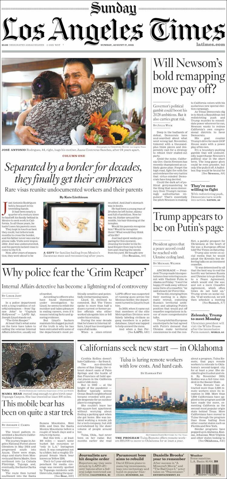 Portada de Los Angeles Times (USA)
