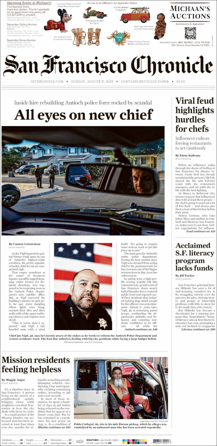Portada de San Francisco Chronicle (USA)