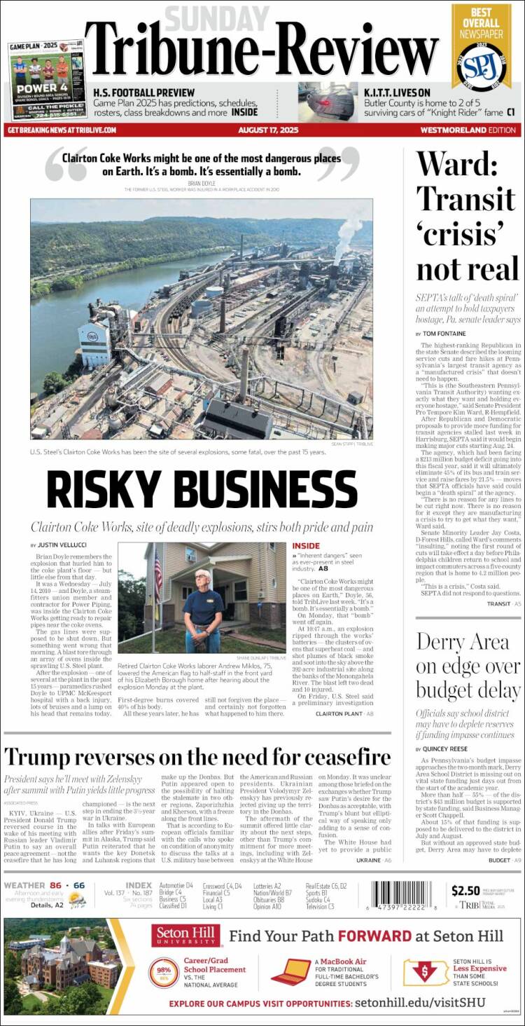 Portada de Tribune-Review (USA)