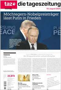 Portada de Die Tageszeitung (Allemagne)