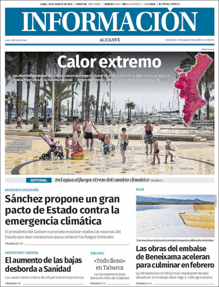 Portada de Diario Información (Espagne)