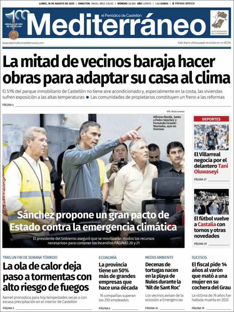 Portada de El Periódico Mediterraneo (Espagne)