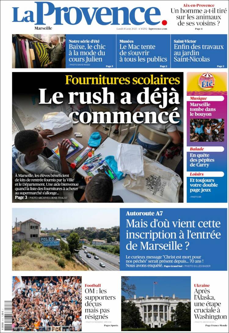 Portada de La Provence (Francia)