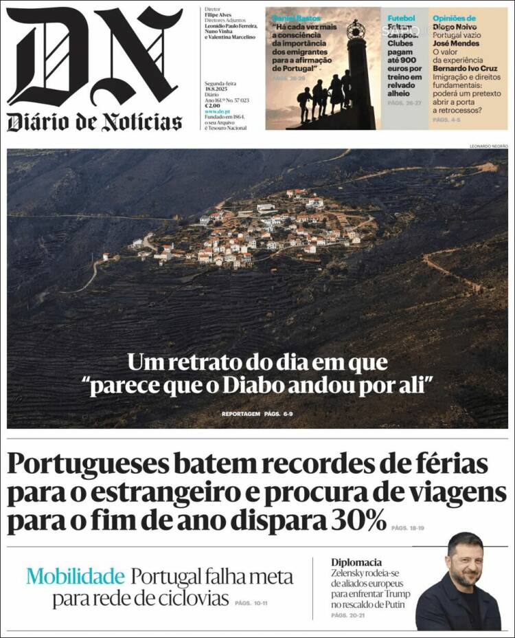 Portada de Diário de Noticias (Portugal)