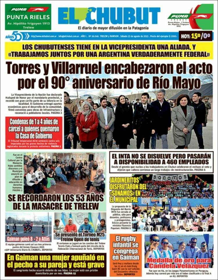 Portada de El Chubut (Argentina)