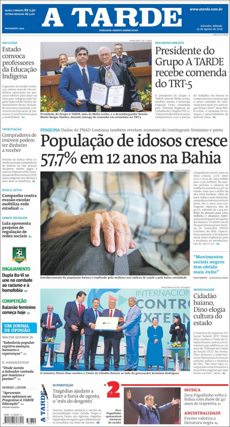 Portada de Diário A Tarde (Brasil)