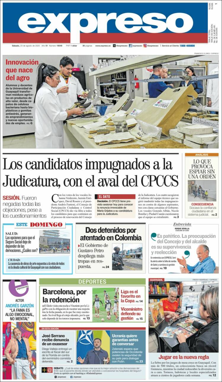 Portada de Expreso (Ecuador)