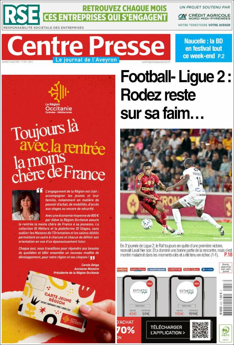 Portada de Centre Presse (Francia)