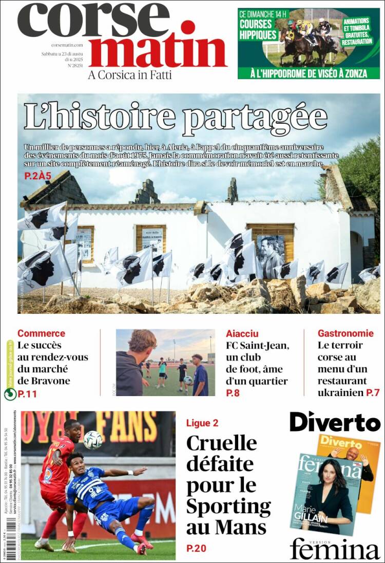 Portada de Corse-Matin (Francia)
