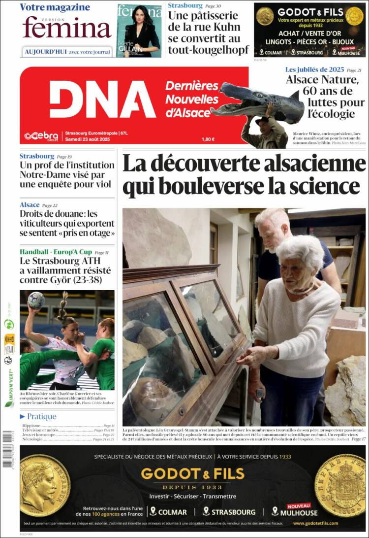 Portada de Les Dernières Nouvelles d'Alsace (Francia)
