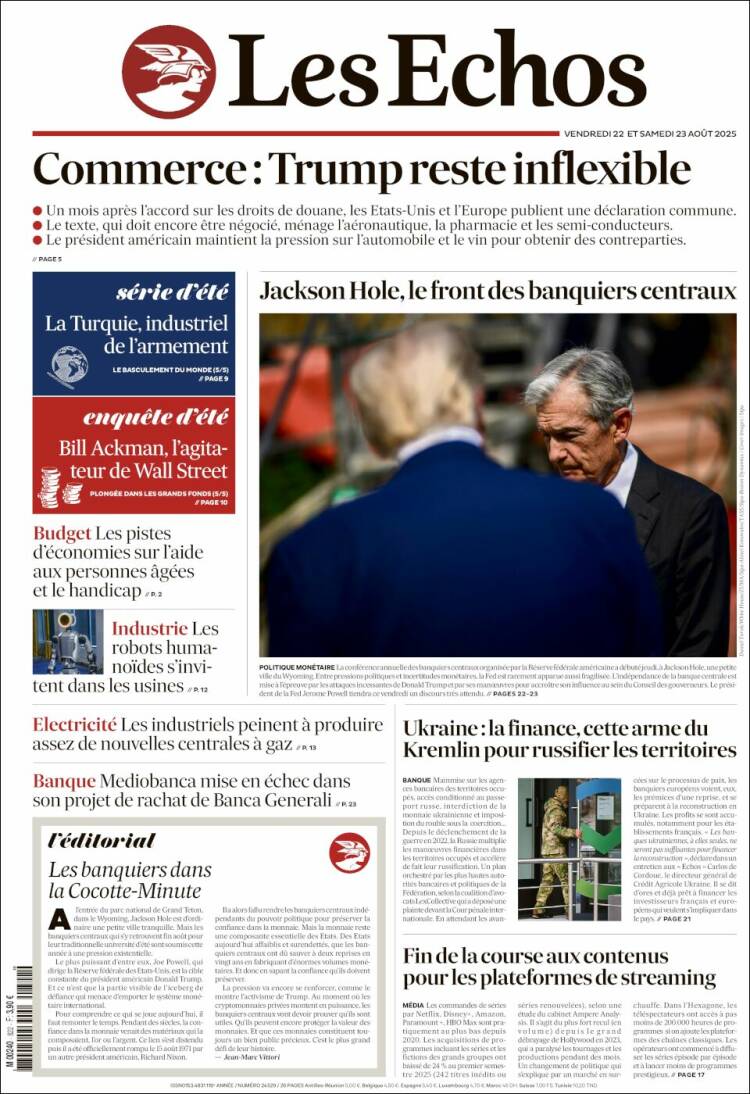 Portada de Les Echos (Francia)