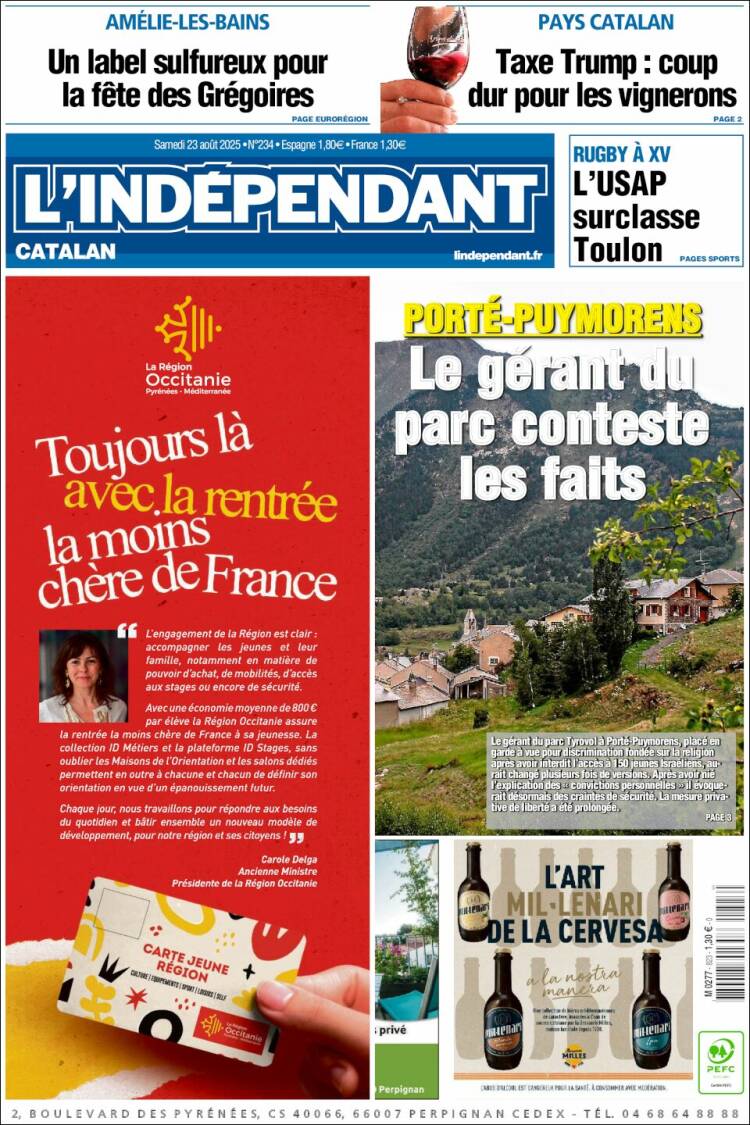 Portada de Le Indépendant (Francia)