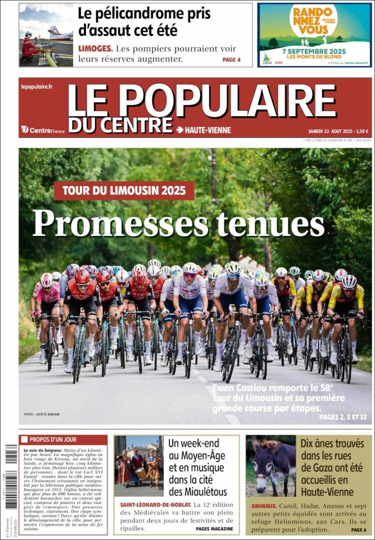 Portada de Le Populaire du Centre (Francia)