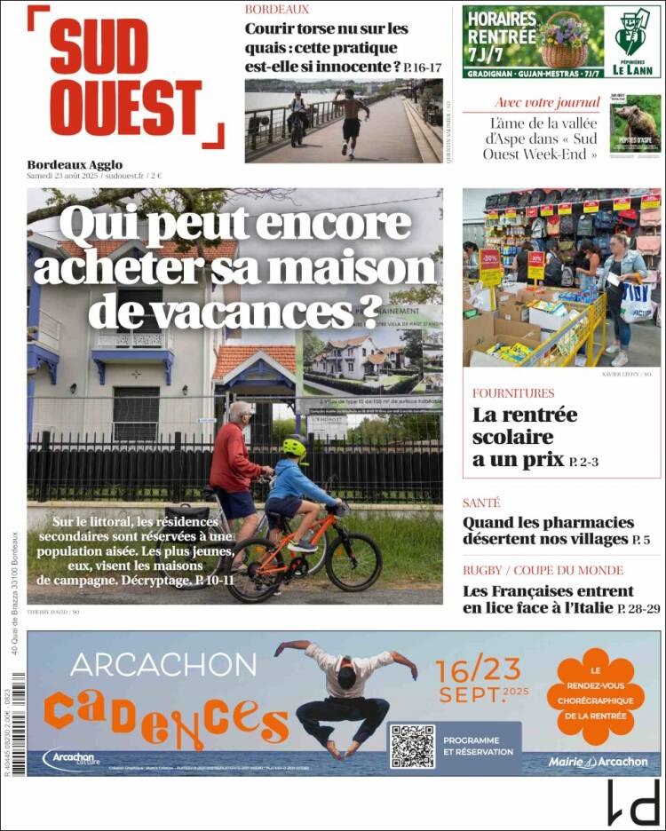 Portada de Sud Ouest (Francia)