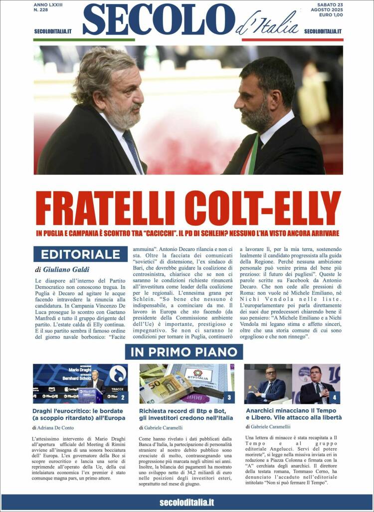 Portada de Secolo d'Italia (Italia)