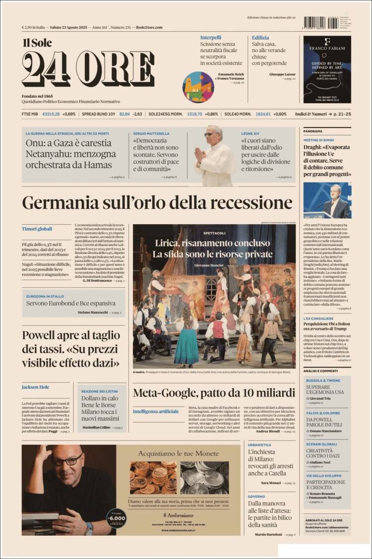 Portada de Il Sole 24 ORE (Italia)