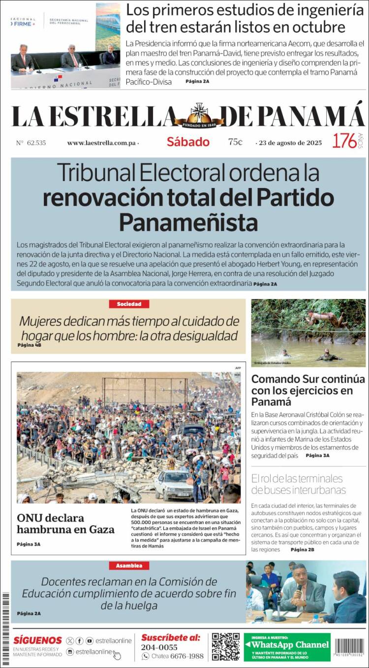 Portada de La Estrella de Panamá (Panam&aacute;)
