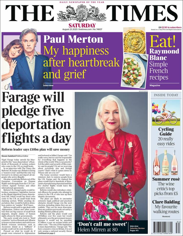 Portada de The Times (Reino Unido)