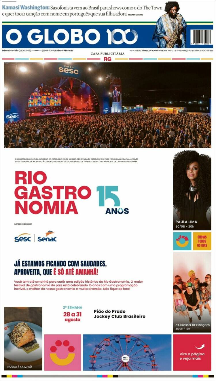 Portada de O Globo (Brasil)