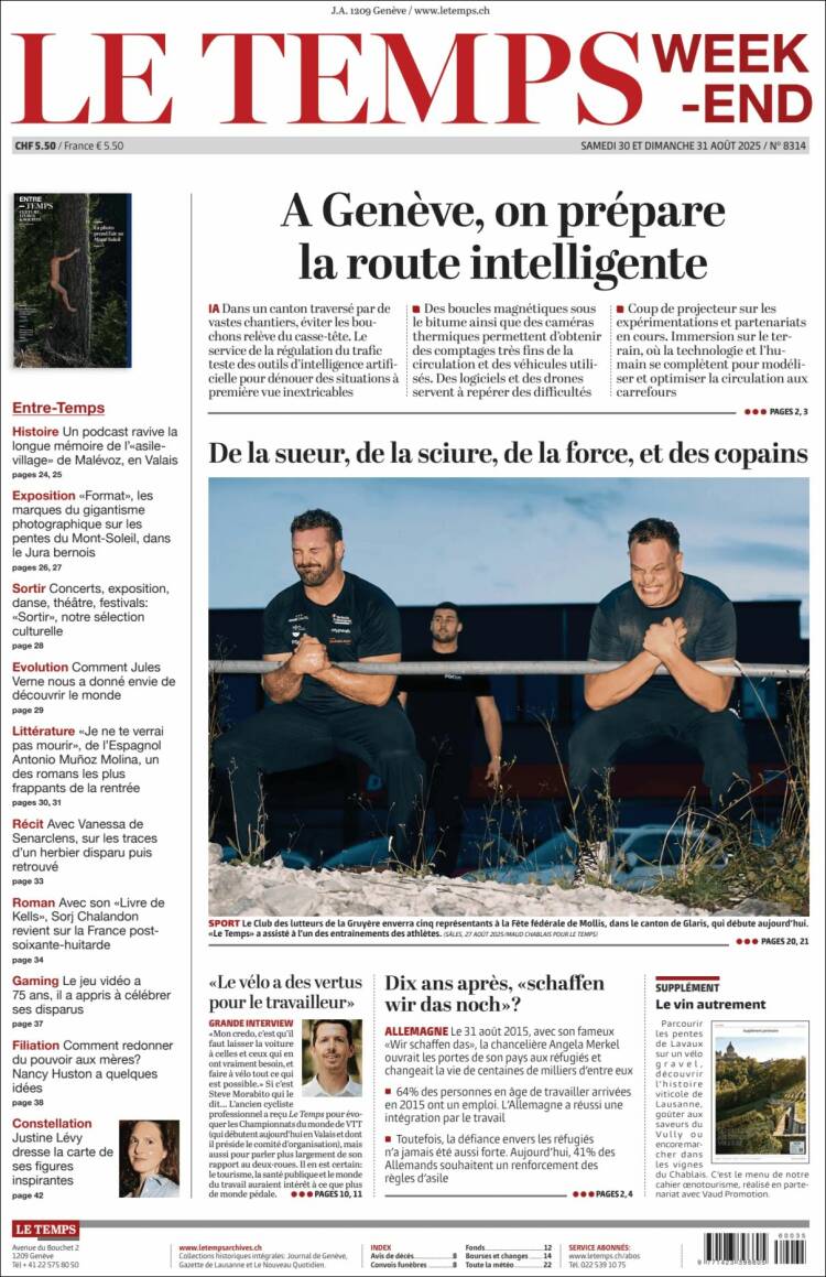 Portada de Le Matin (Suiza)