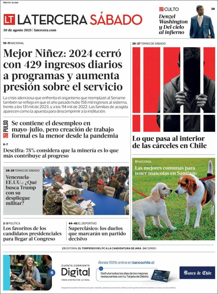 Portada de La Tercera (Chile)