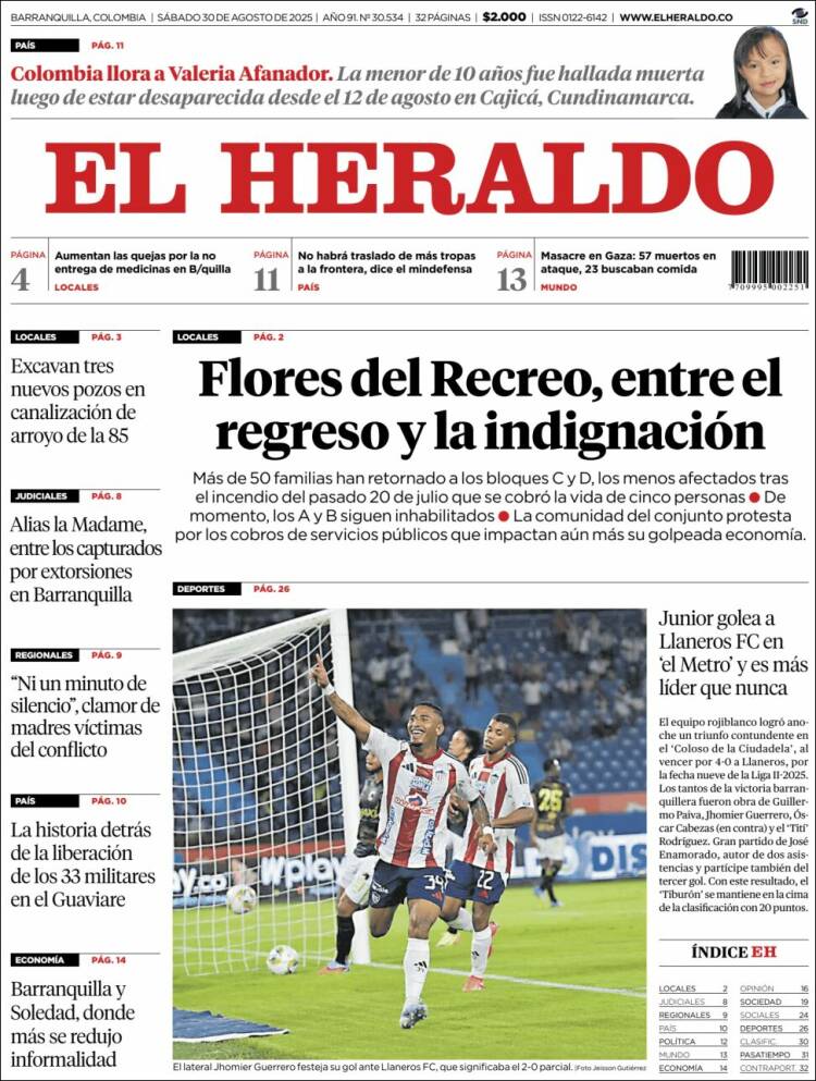 Portada de El Heraldo (Colombia)