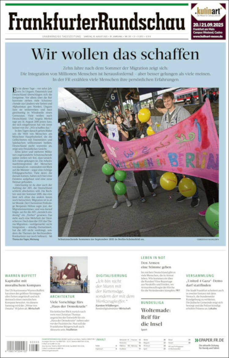 Portada de Frankfurter Rundschau (Alemania)