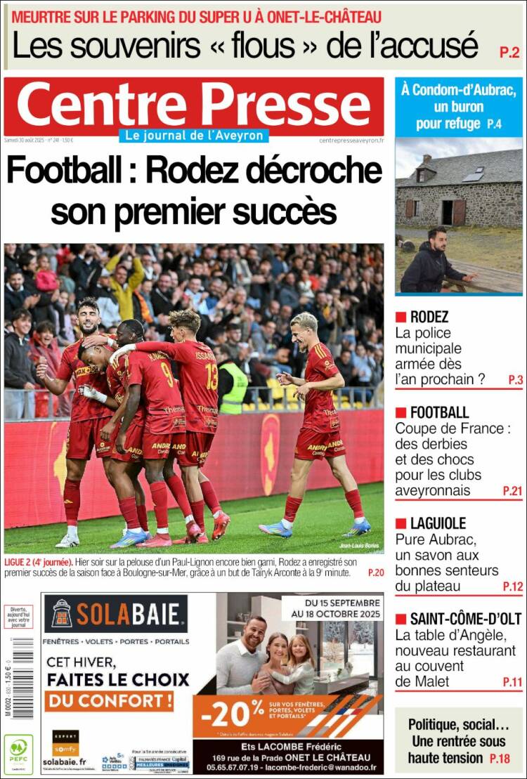 Portada de Centre Presse (Francia)