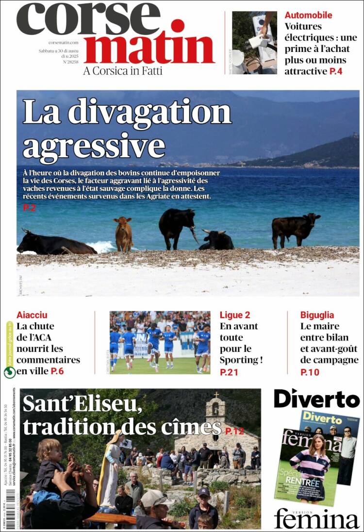 Portada de Corse-Matin (Francia)