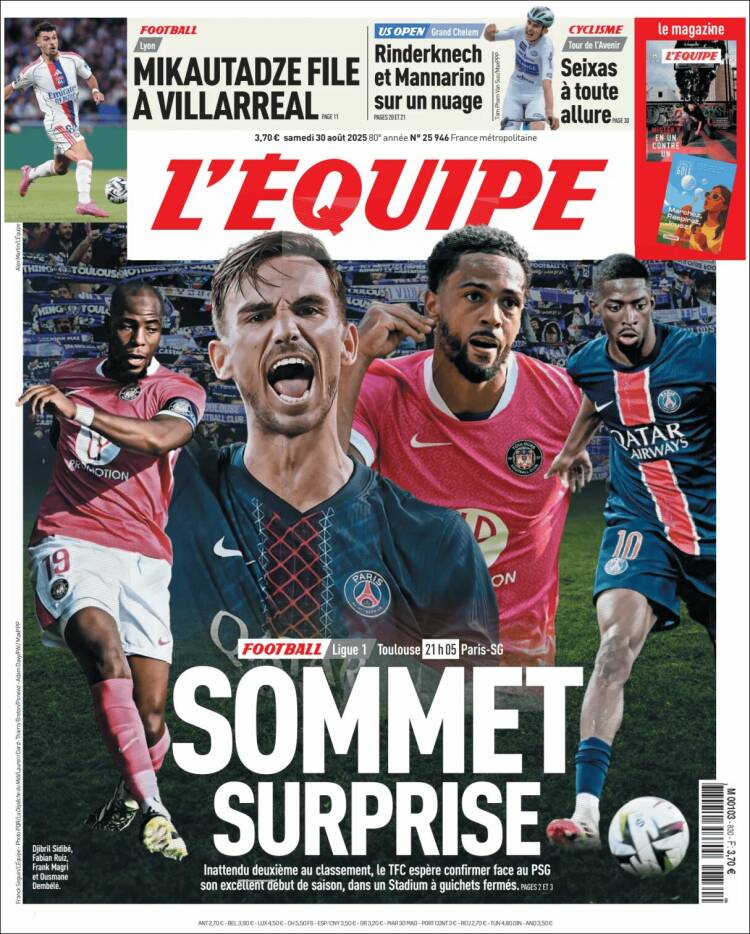 Portada de L'Equipe (Francia)