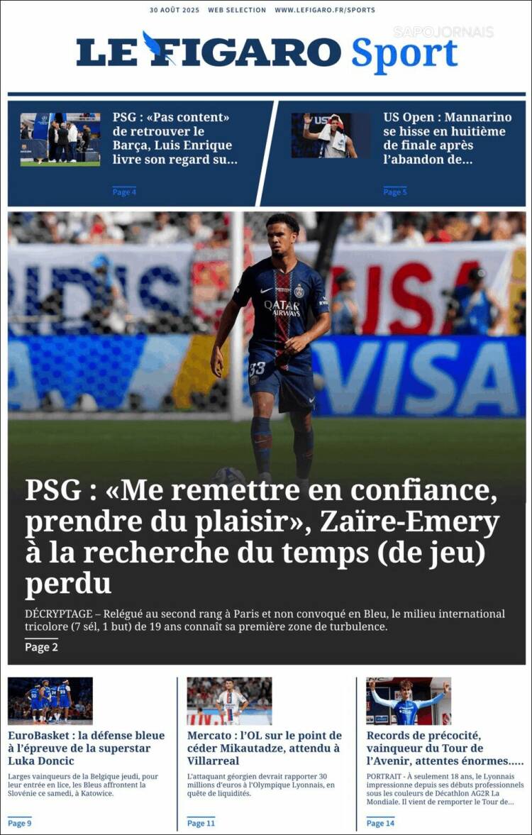 Portada de Le Figaro Sport (Francia)