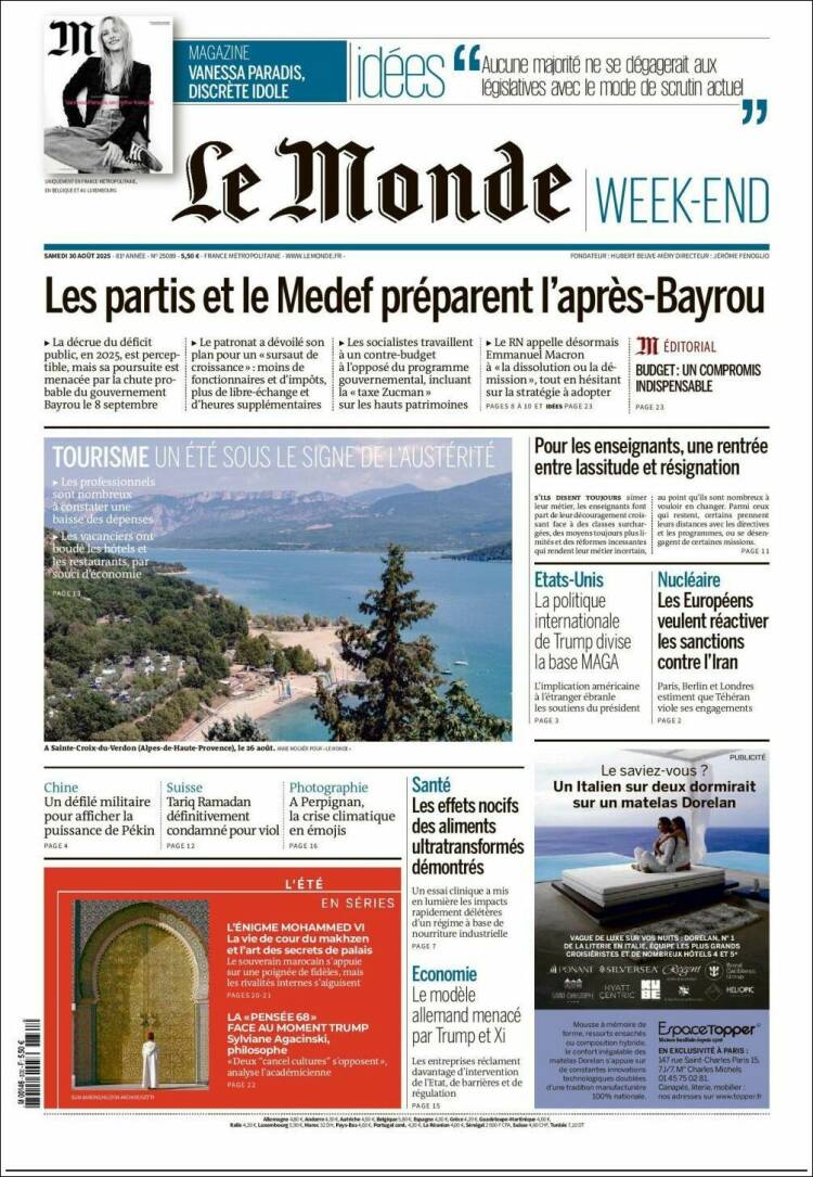 Portada de Le Monde (Francia)