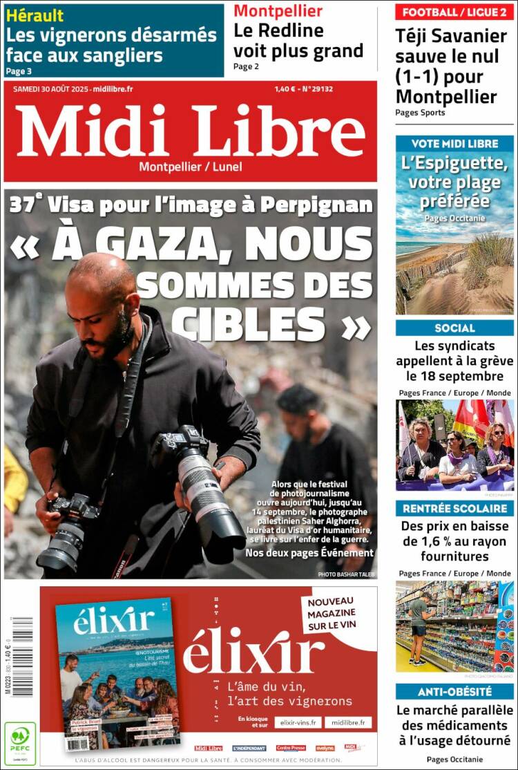 Portada de Midi Libre (Francia)