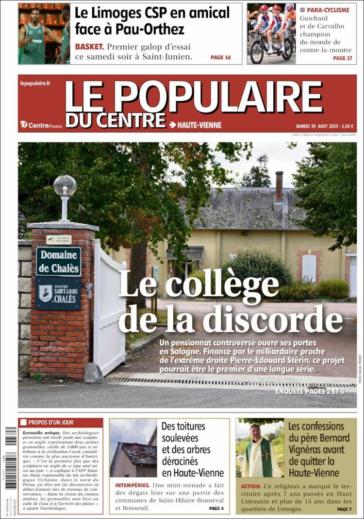 Portada de Le Populaire du Centre (Francia)