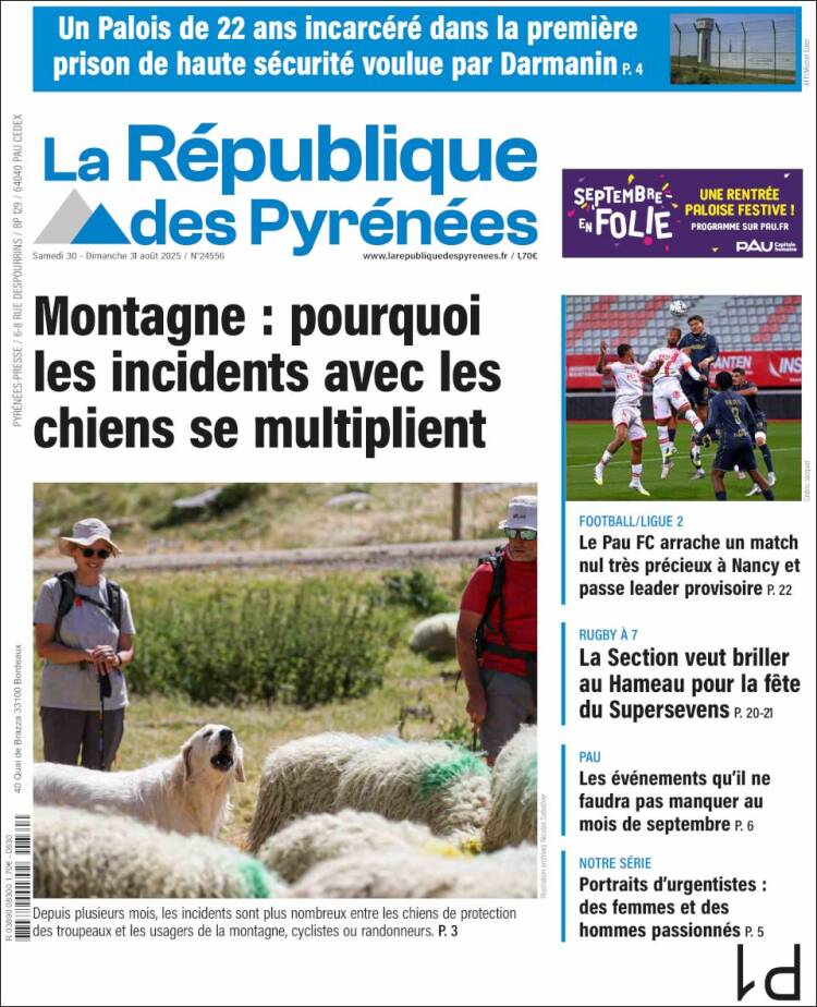 Portada de La République des Pyrénées (Francia)