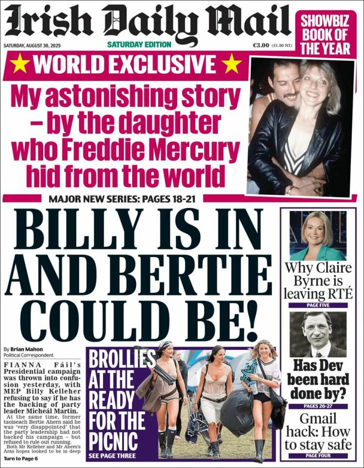 Portada de Irish Daily Mail (Irlanda)