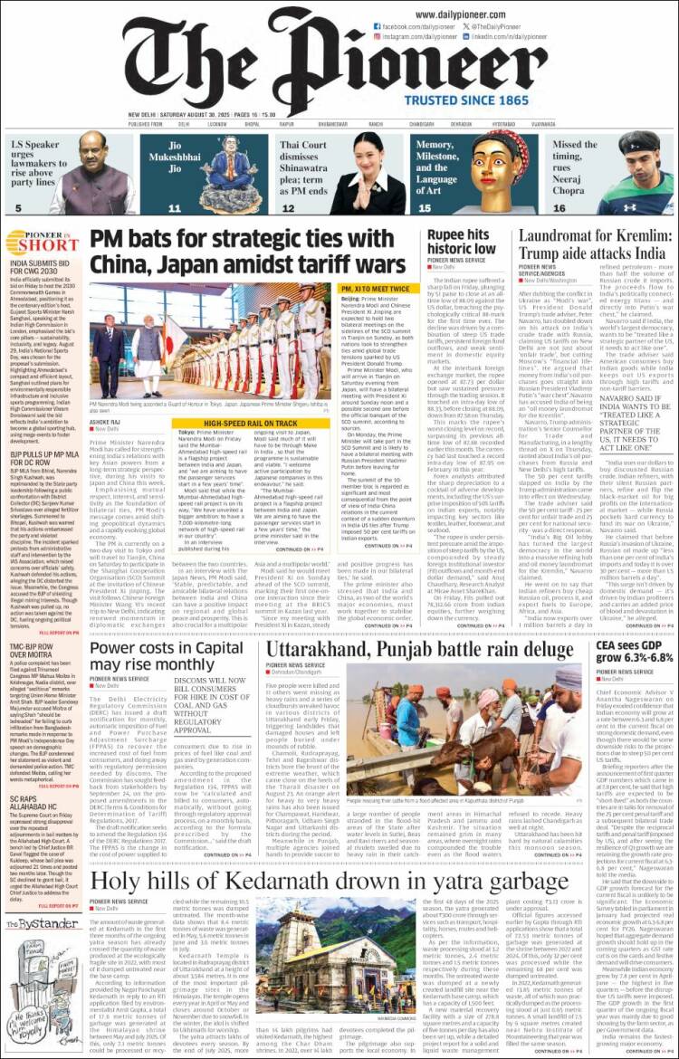 Portada de The Pioneer (India)