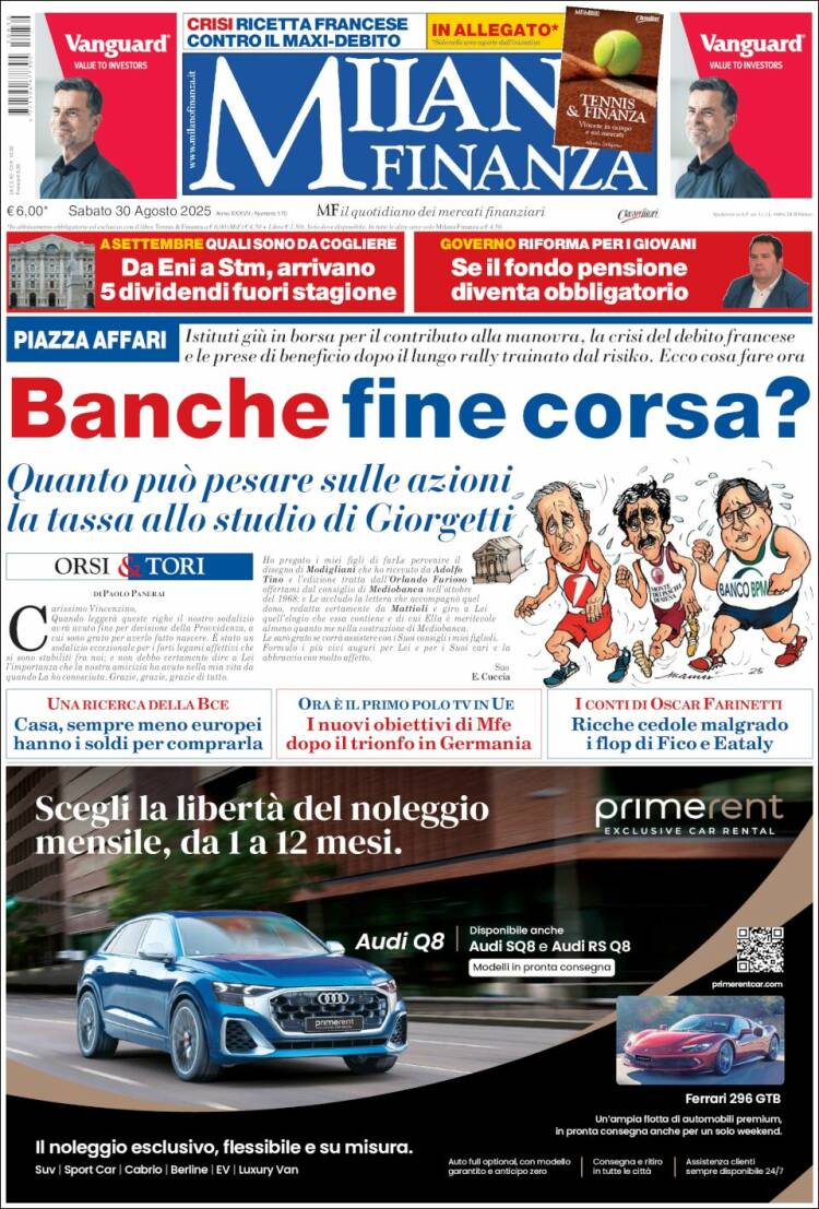 Portada de Milano Finanza (Italia)