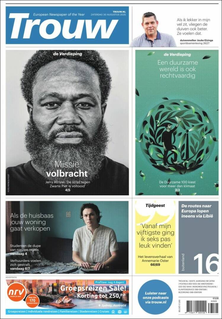 Portada de Trouw (Pa&iacute;ses Bajos)