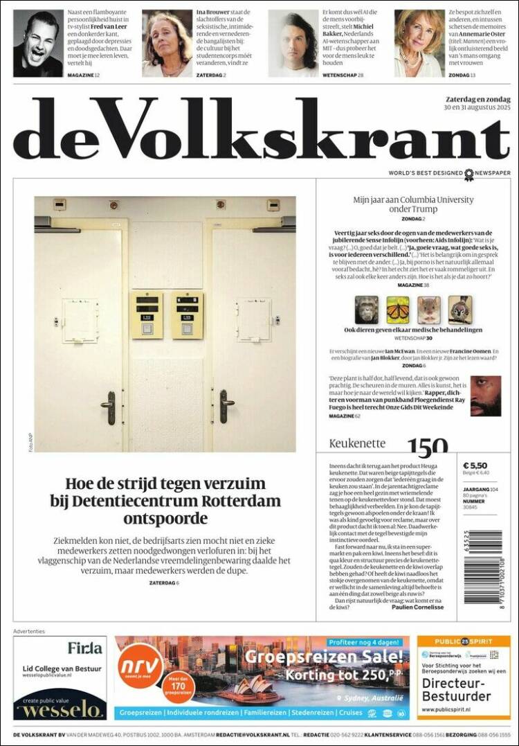 Portada de De Volkskrant (Pa&iacute;ses Bajos)
