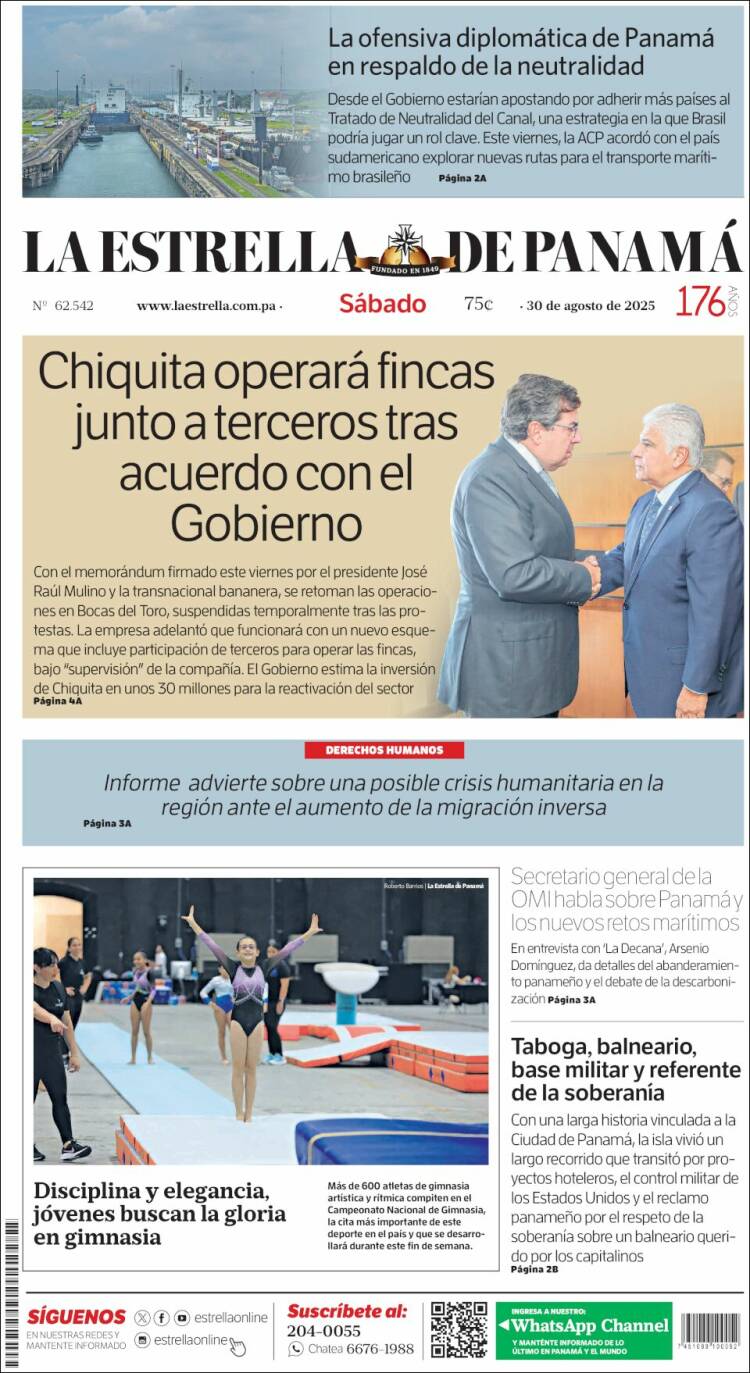 Portada de La Estrella de Panamá (Panam&aacute;)