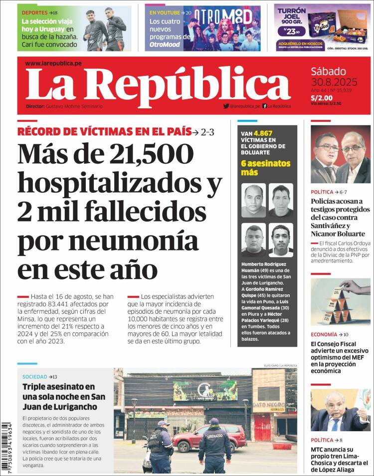 Portada de La Republica (Per&uacute;)