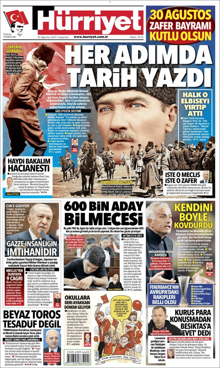 Portada de Hürriyet (Turqu&iacute;a)