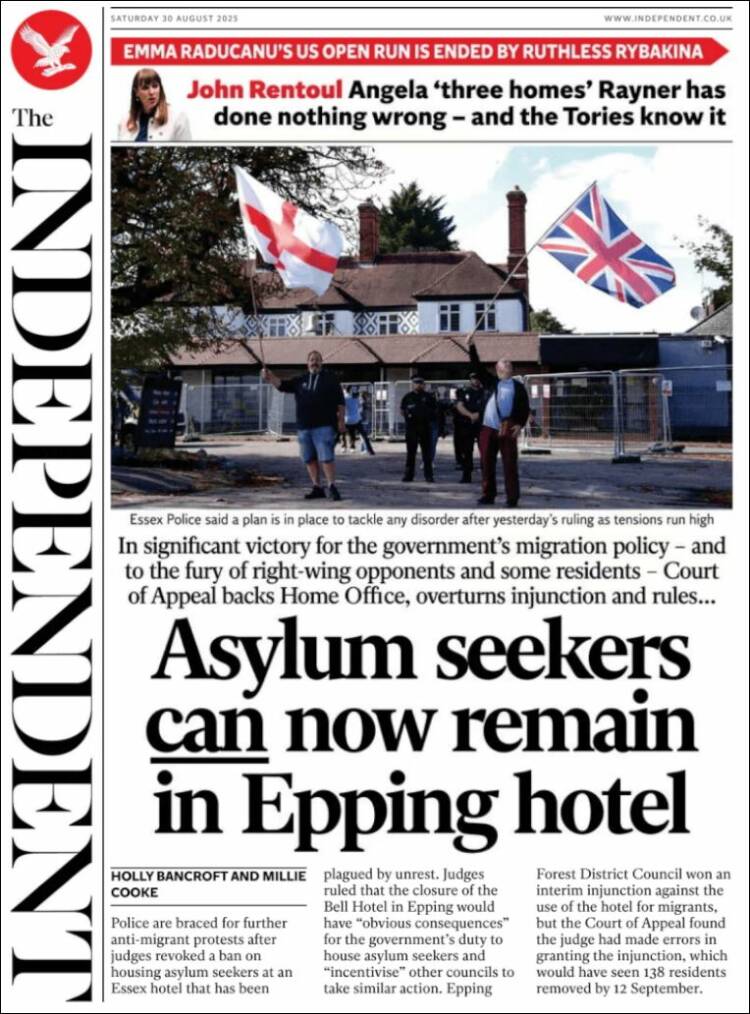 Portada de The Independent (Reino Unido)