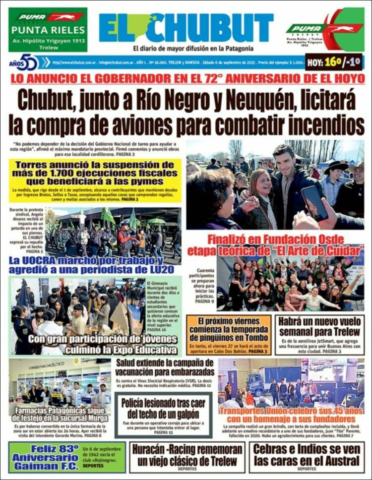 Portada de El Chubut (Argentina)