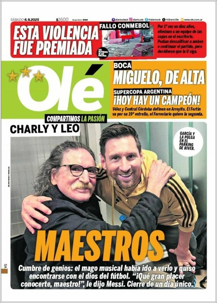 Portada de Olé (Argentina)
